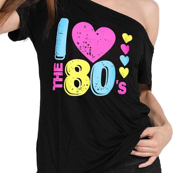 Women’s Plus Size Lips Print Off Shoulder T-Shirt Cotton Spandex Casual - Picture 2 of 8